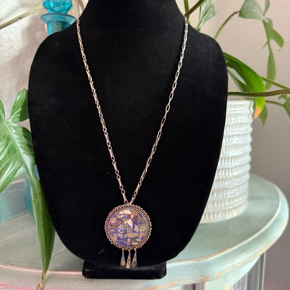 Hencho Mexico 925 Sterling Silver Pin Pendant Necklace